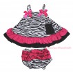 Hot Pink Zebra Swing Top Hot Pink Bow matching Panties Bloomers SP30